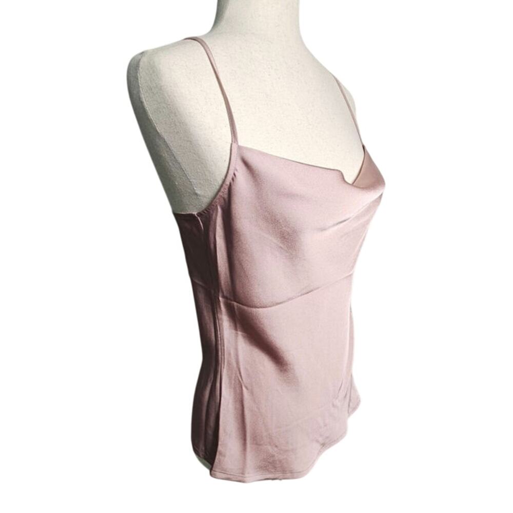 NWT Express Slinky Silky Cami Drape Neck Spaghetti Strap Tank Small Blush Pink